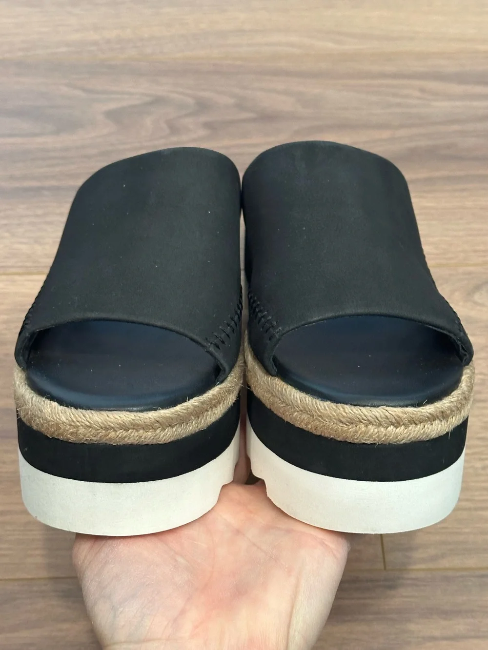 Free People Santorini‎ Espadrille Platform Sandal Leather in Black Size 9.5